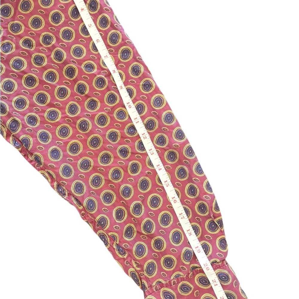 Bogari 100% Silk Long Sleeve Button Down Shirt‎ Men's Large Red Geometric Preppy - Picture 9 of 12
